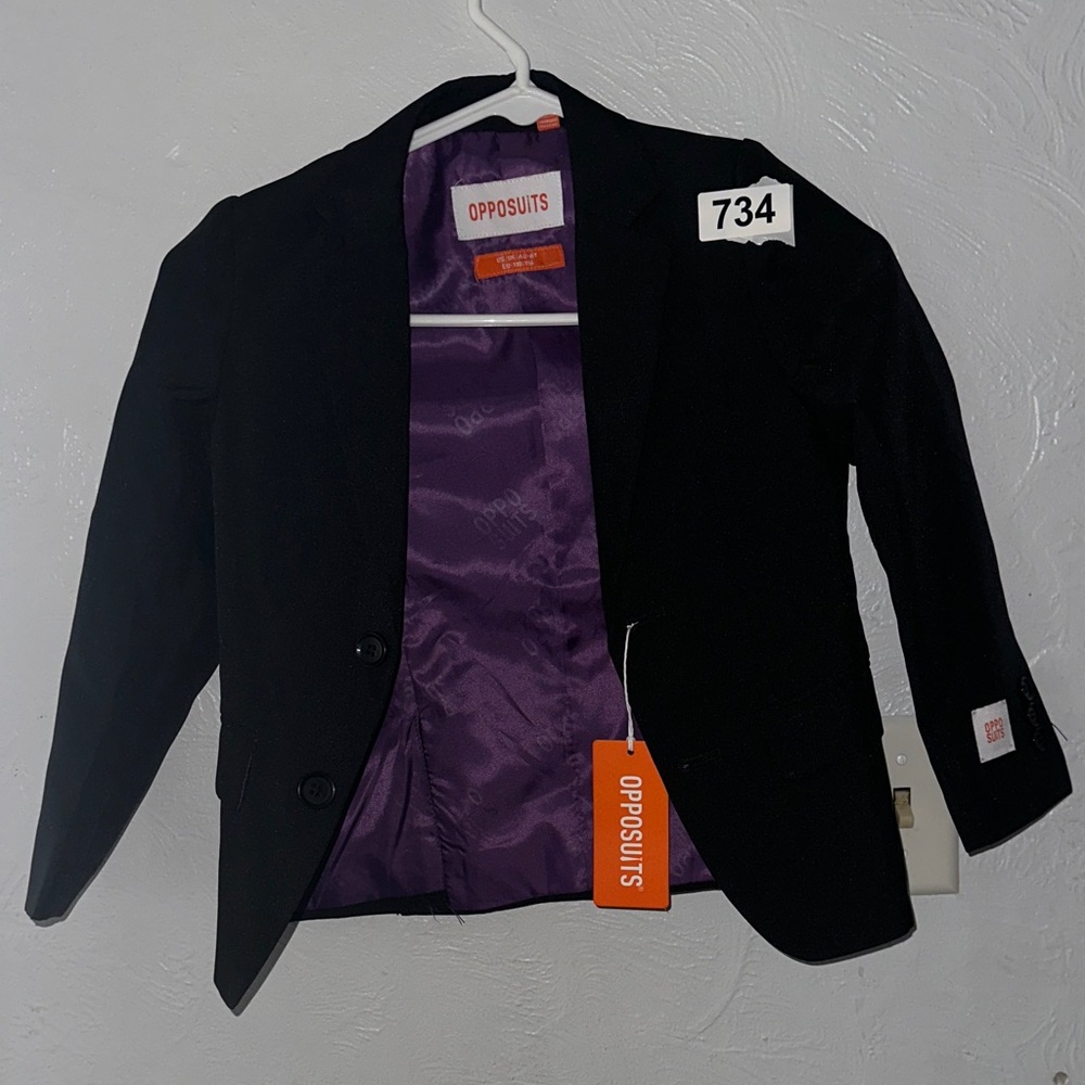 OppoSuits Black Blazer with Purple Lining